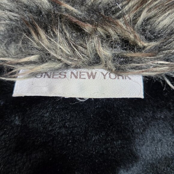 Y2K Penny Lane Coat Size L Jones New York Black Faux Suede Faux Fur Trim Boho - Picture 11 of 11